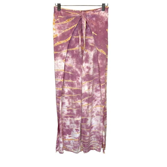 Young Fabulous & Broke Pants - Young Broke Fabulous Purple Tie Dye Open Side Waist Tie Pants Small